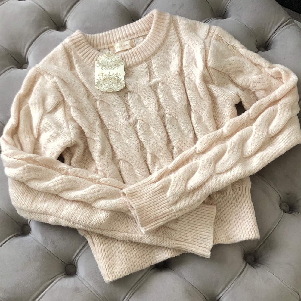 Altar’d State Cream Cable Knit Sweater Brand New with Tag Cozy Boho Chic